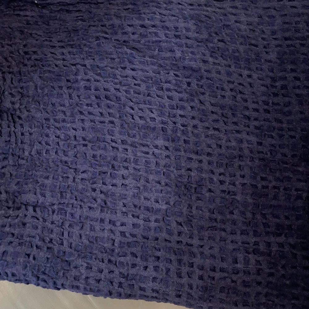 Free People Scarf One Size Long Weekend Waffle Scarf Navy New Linen Blend